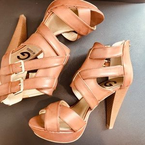 Worn once, Guess 4” sexy sandals. Size 8 1/2 M.